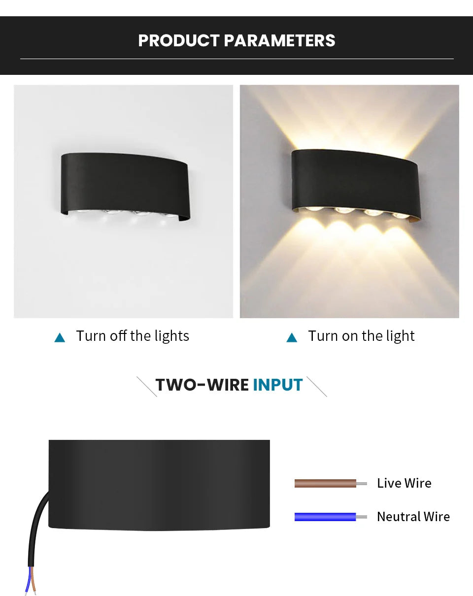 LED Wall Light Outdoor/Indoor Modern Light For Home, Garden or Bedroom