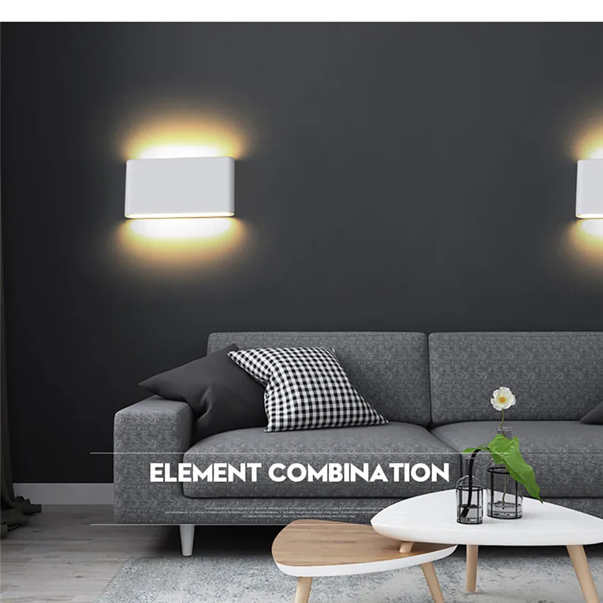 Led Wall Lighting 12W Aluminum Outdoor IP65 Waterproof Modern Indoor Wall Lamp for Bedroom Living Room Porch Garden Light