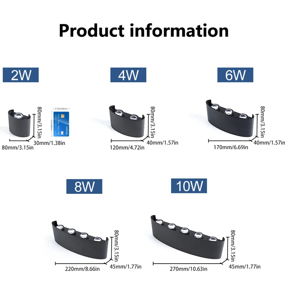 LED Wall Light Outdoor/Indoor Modern Light For Home, Garden or Bedroom