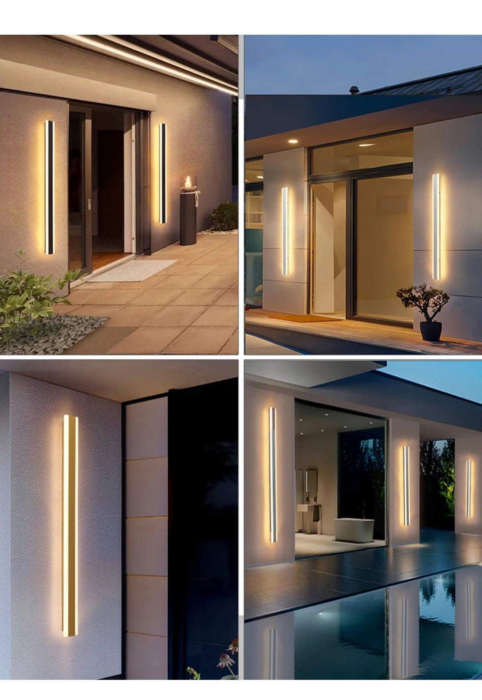 Outdoor LED Wall Sconce – Modern Waterproof Porch & Garage Light (Black/Gold/White/Gray)