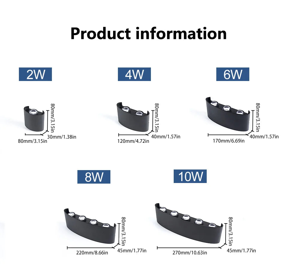 LED Wall Light Outdoor/Indoor Modern Light For Home, Garden or Bedroom